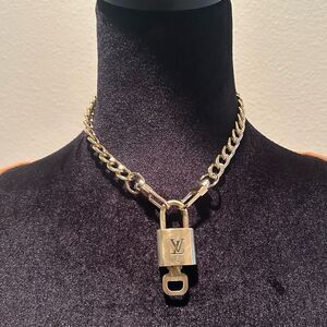 Louis Vuitton #311 Lock and Key Gold Brass with new unbranded chain